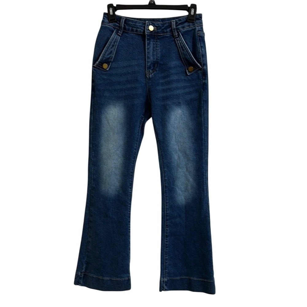 MOTF Women's Flare Leg Jeans High Waist Denim‎ Blue Size Small